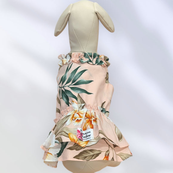 LightPink Hawaiian Florl Foliage Dog Dress