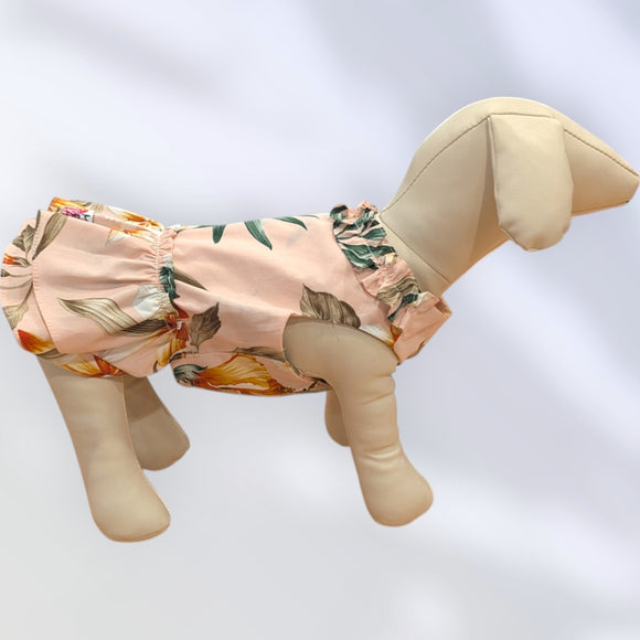 LightPink Hawaiian Florl Foliage Dog Dress