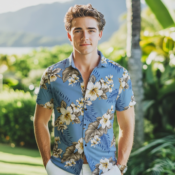 Light Blue Hibiscus Hawaiian Shirt