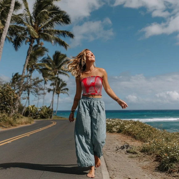 Loulu Palm Leaf Print Tube Top