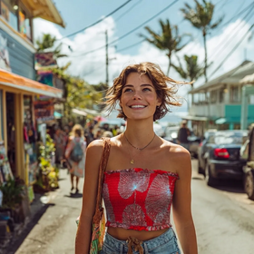 Loulu Palm Leaf Print Tube Top