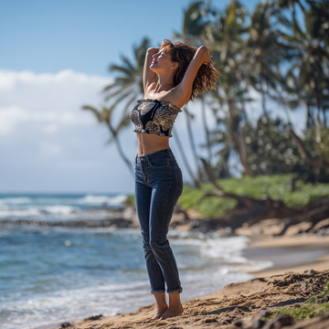 Loulu Palm Leaf Print Tube Top