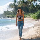 Loulu Palm Leaf Print Tube Top