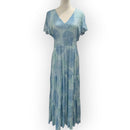 Women’s V-Neck Rayon Dress with Smocked Bodice and Ruffle Sleeves in Loulu Palm Leaf – PK Original Print-6