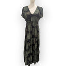 Women’s V-Neck Rayon Dress with Smocked Bodice and Ruffle Sleeves in Loulu Palm Leaf – PK Original Print-9