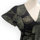 Women’s V-Neck Rayon Dress with Smocked Bodice and Ruffle Sleeves in Loulu Palm Leaf – PK Original Print-11
