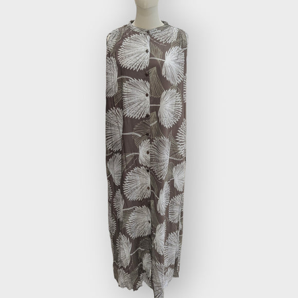 Rayon Shirt Dress with Pockets in Loulu Palm Leaf – PK Original Print (Mid-Calf Length)