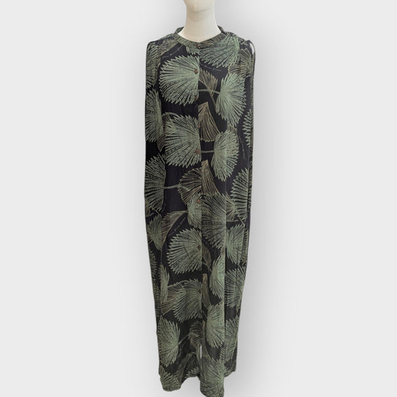 Rayon Shirt Dress with Pockets in Loulu Palm Leaf – PK Original Print (Mid-Calf Length)