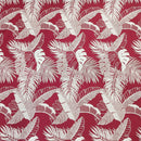 Maroon Hawaiian Fabric with Monstera, Fern, and Banana Leaf Print, Polycotton Blend-1