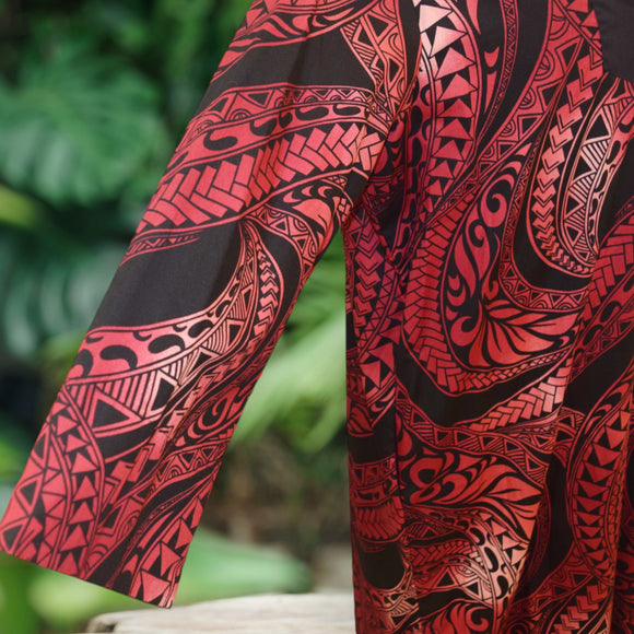 MensMuumuuKaftanRedTapaPrint