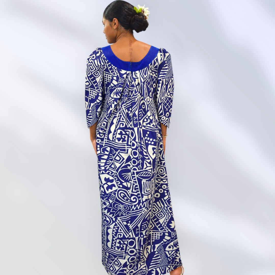 Midnight Blue Tapa Muumuu