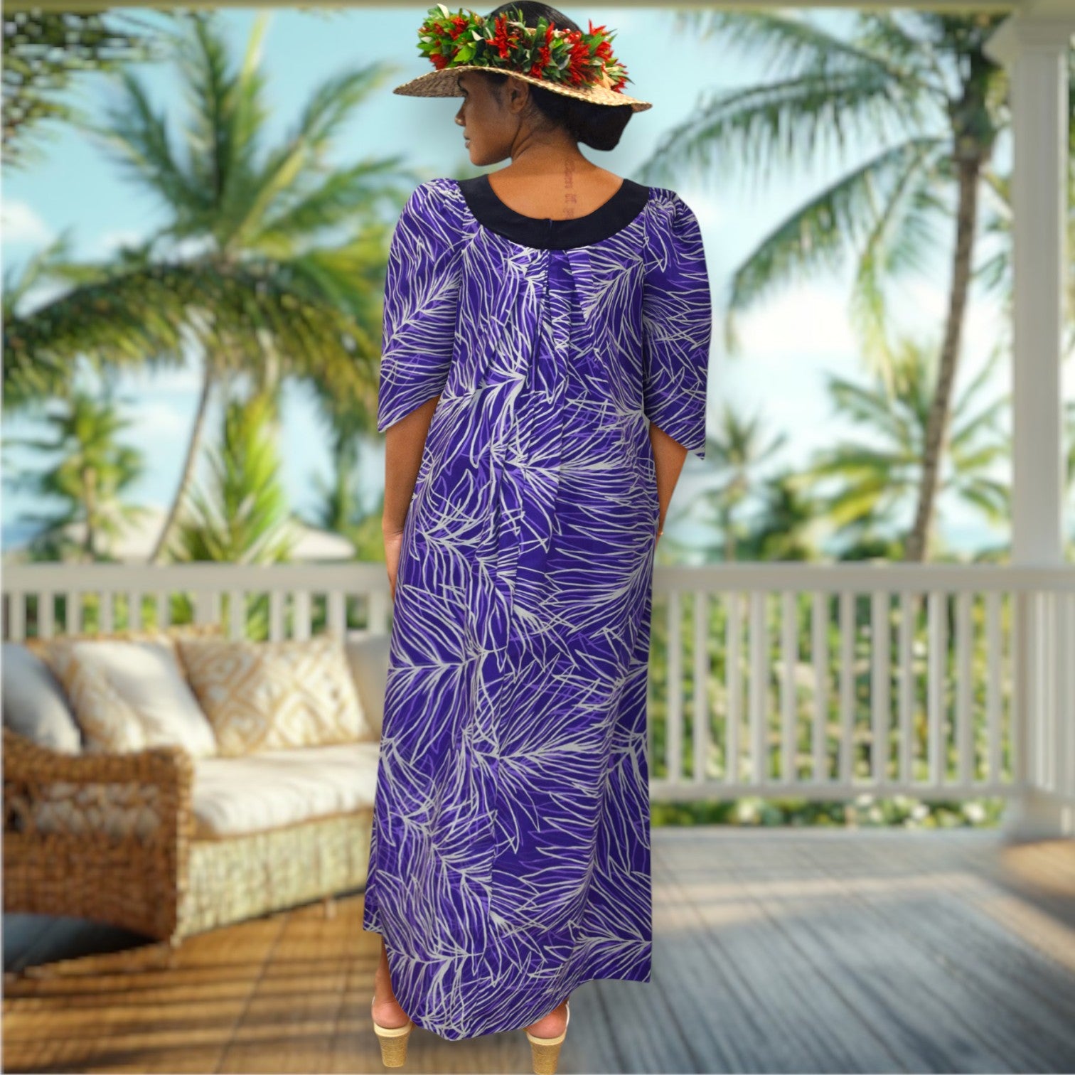 Midnight Bloom Muumuu Dress Purple