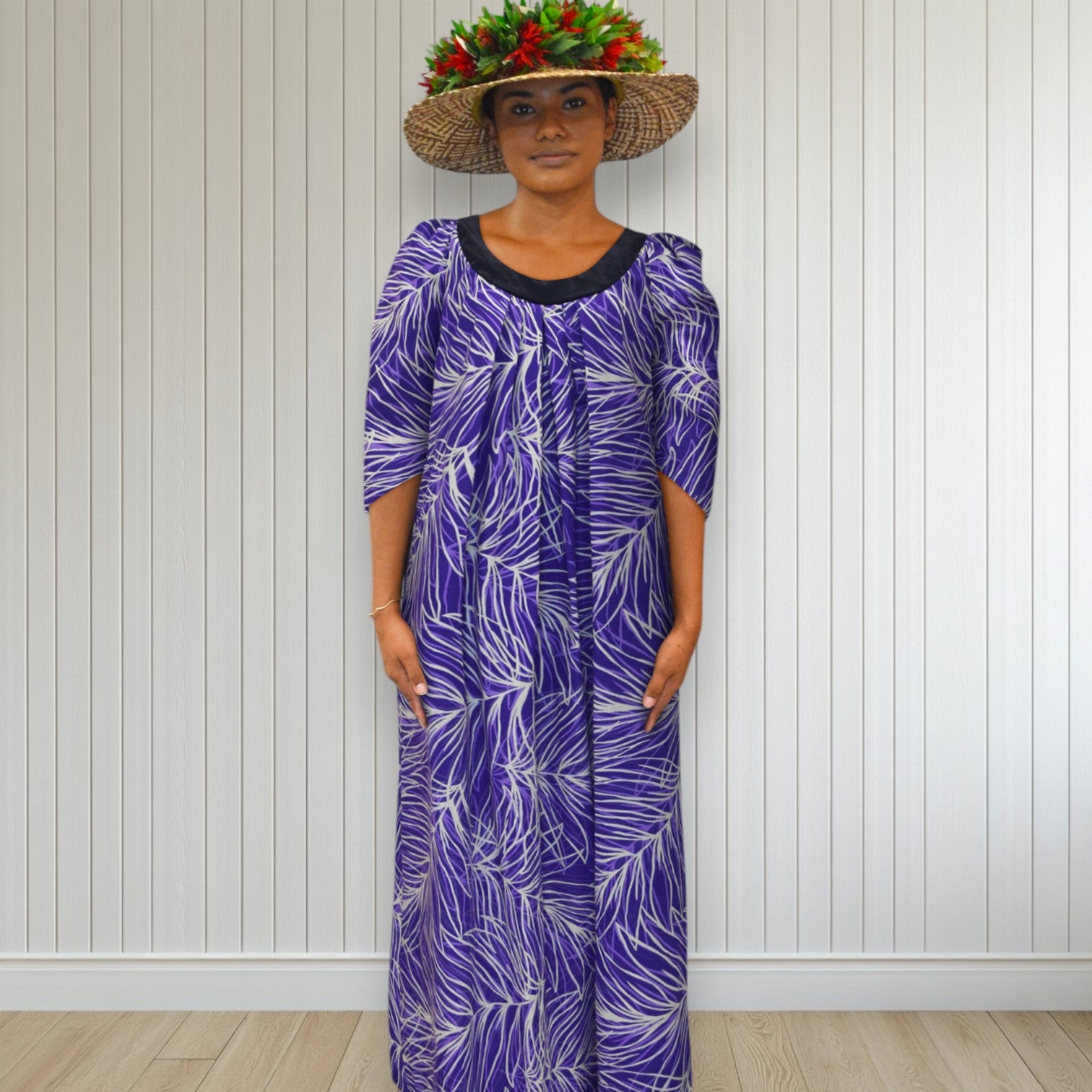 Midnight Bloom Muumuu Dress Purple Leaf