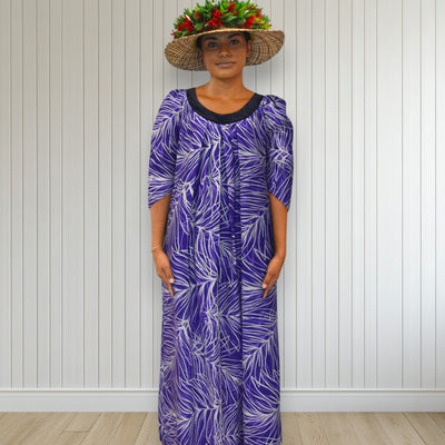 Midnight Bloom Muumuu Dress Purple Leaf