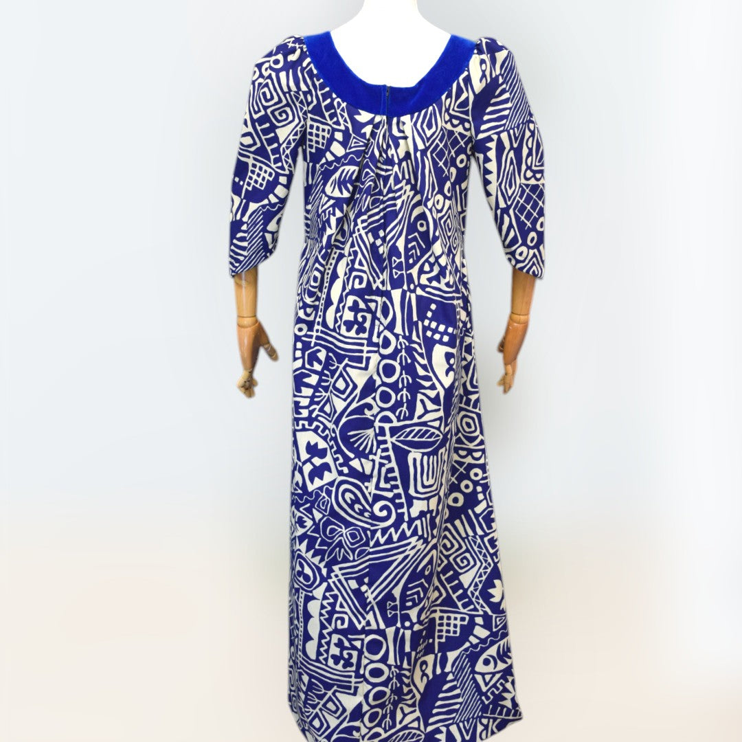 Midnight Blue Tapa Muumuu BlackCollar