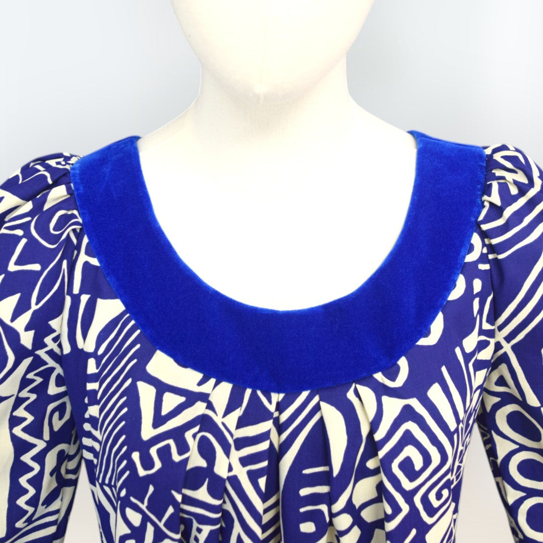 Midnight Blue Tapa Muumuu BlackCollar