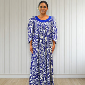 Midnight Blue Tapa Muumuu