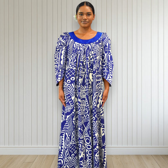 Midnight Blue Tapa Muumuu