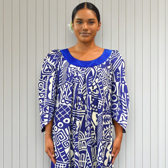 Midnight Blue Tapa Muumuu