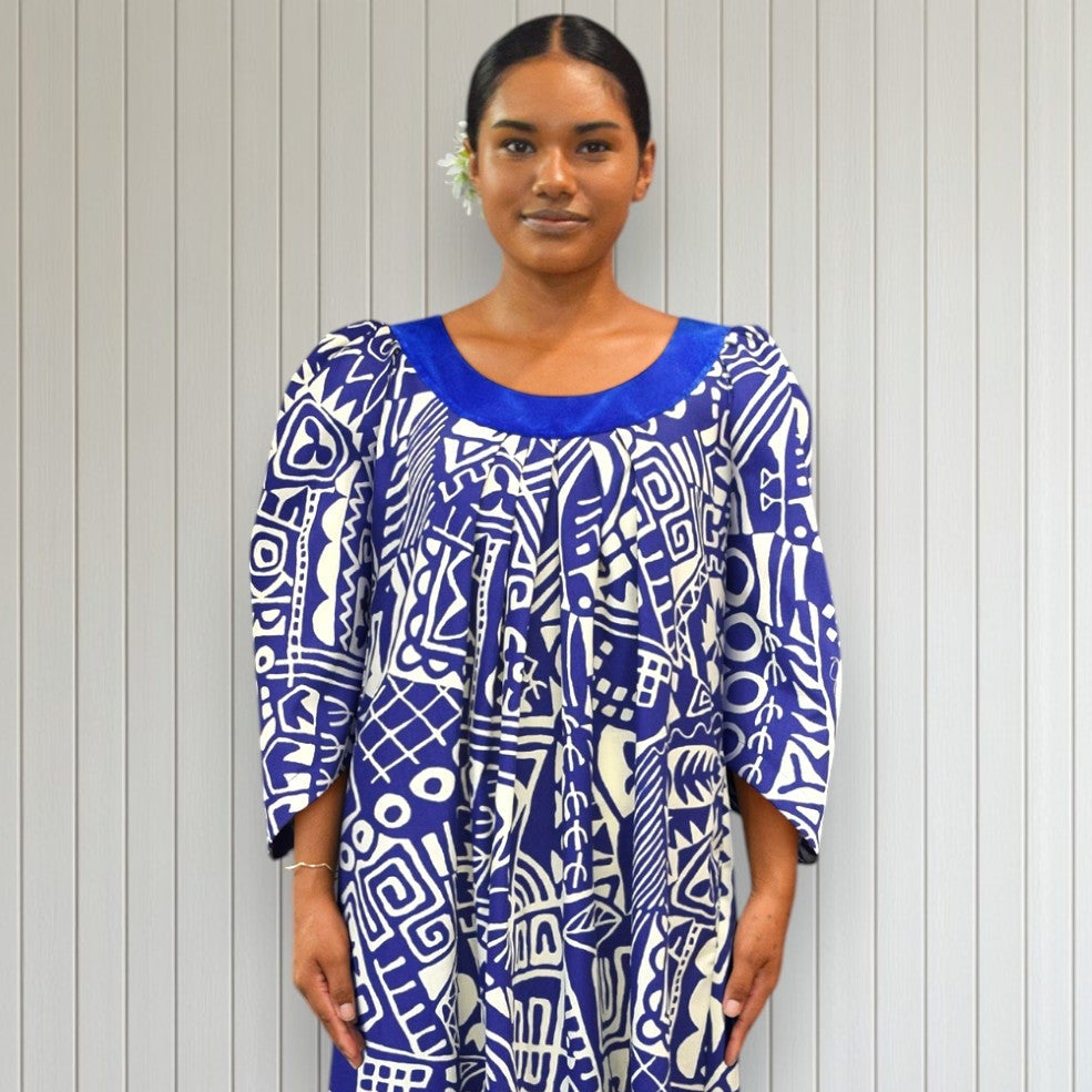 Midnight Blue Tapa Muumuu