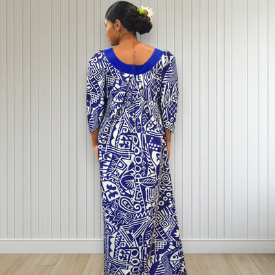 Midnight Blue Tapa Muumuu
