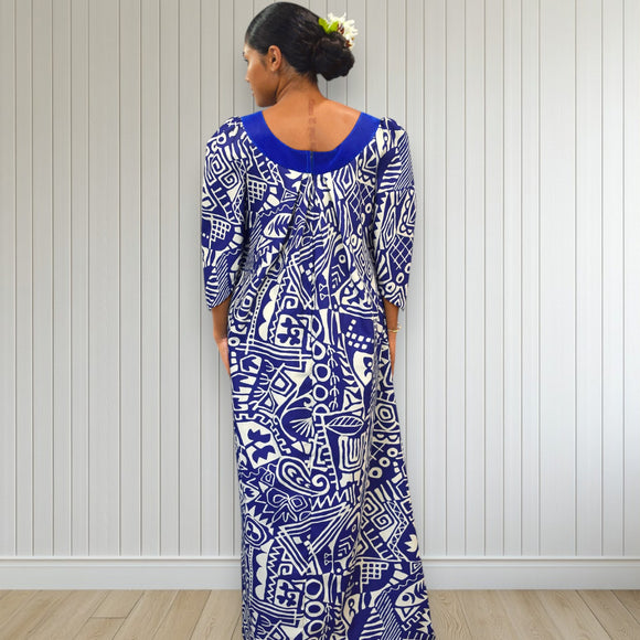 Midnight Blue Tapa Muumuu