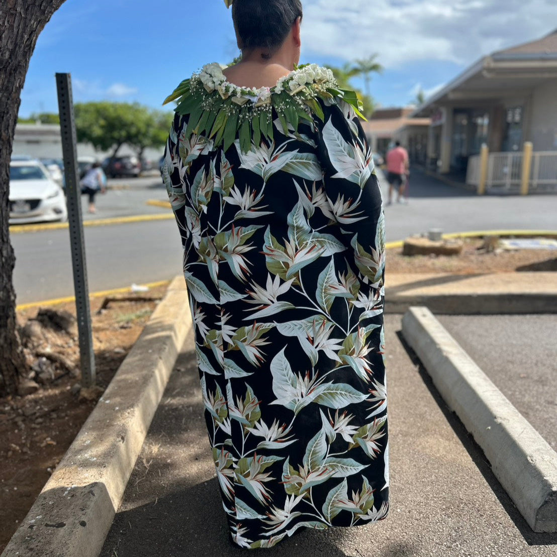 3/4 Sleeve Hawaiian Muumuu With Velvet Yoke - MikaLynn Rayon