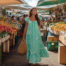 Hawaiian Muumuu Dress with Tropical Botanical Print – Mint Green 8421-1