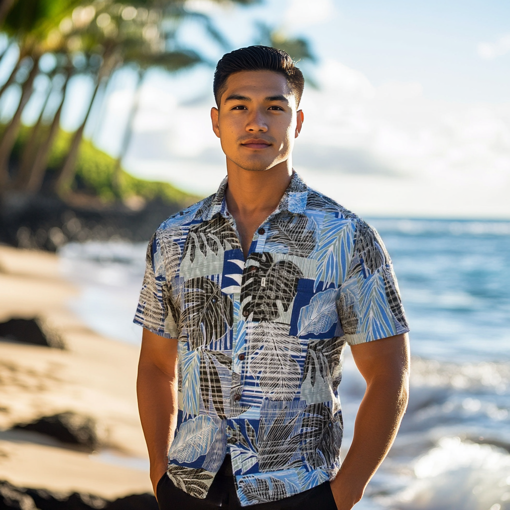 Monstera and Palm Leaf Hawaiian Shirt