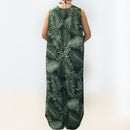 MonsteraandTurtlePrintComfortableLongResortDress-Green