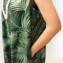 MonsteraandTurtlePrintComfortableLongResortDress-Green