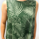 MonsteraandTurtlePrintComfortableLongResortDress-Green