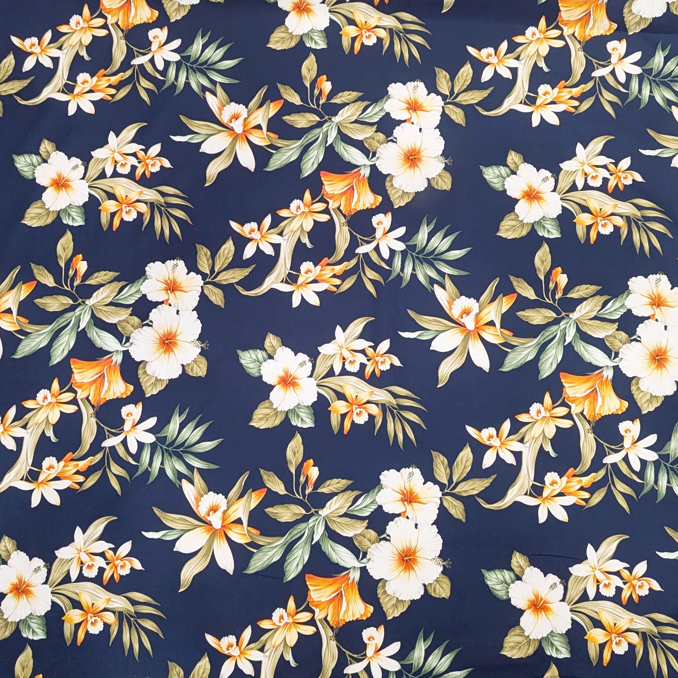 NavyHawaiianFabricwithHibiscusPrint