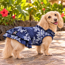 Navy Blue Hawaiian Quilt Print Dog Dress – Elegant Island Floral Design | Made in Hawaii-1