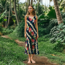 ハイビスカスとリーフィージャングルレーヨンアロハシャツ|ブラック-3