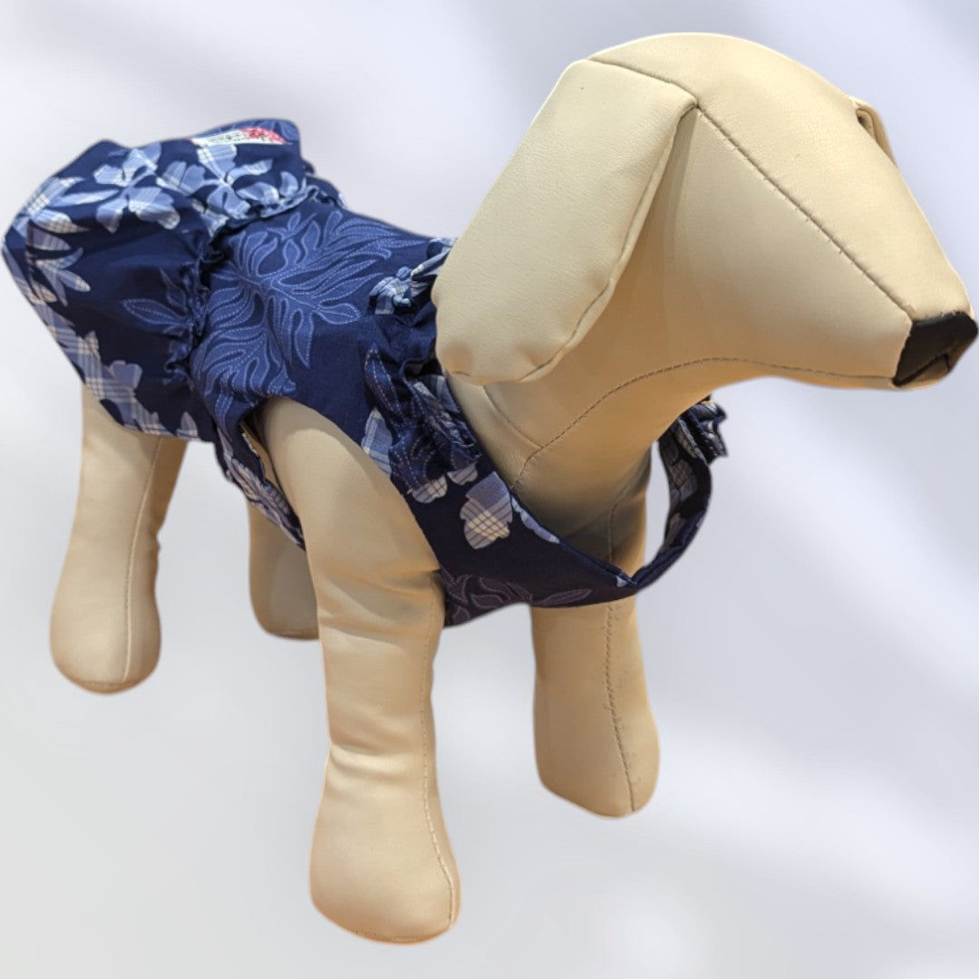 Navy Hawaiian Quilt Palaka Dog Dress