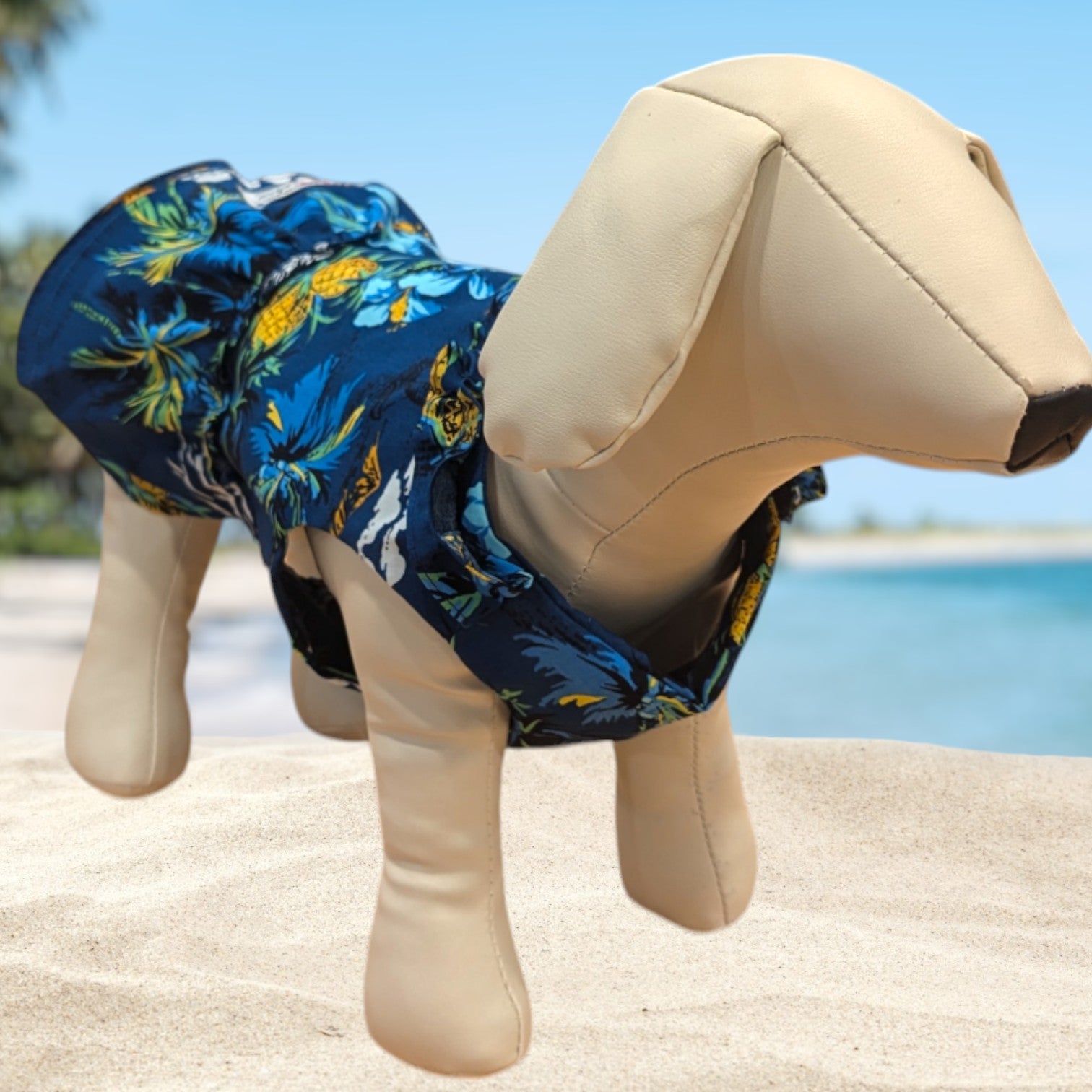 Navy Pineapple PalmTree Hawaiian Dog Dress