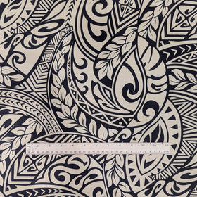 Navy Polynesian Tribal Hawaiian Fabric – Elegant Island Pattern Polycotton - 0