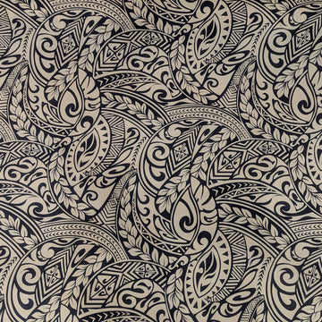 Navy Polynesian Tribal Hawaiian Fabric – Elegant Island Pattern Polycotton