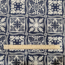 Navy Hawaiian Quilt Patch Fabric – Classic Island Tile Print Cotton-2