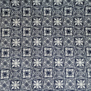Navy Hawaiian Quilt Patch Fabric – Classic Island Tile Print Cotton-1