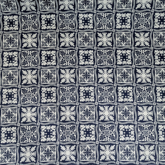 Navy Hawaiian Quilt Patch Fabric – Classic Island Tile Print Cotton