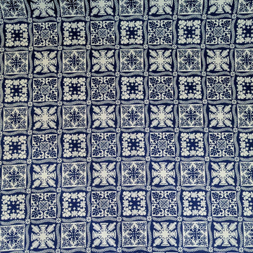 Navy Hawaiian Quilt Patch Fabric – Classic Island Tile Print Cotton