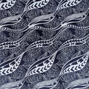 Navy Tribal Wave Monstera Hawaiian Fabric – Island Pattern Polycotton-1