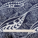 Navy Tribal Wave Monstera Hawaiian Fabric – Island Pattern Polycotton-2