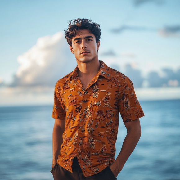 Old Vintage Style Hawaiian Print Shirt