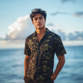 Old Vintage Style Hawaiian Print Shirt