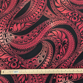 OmbrePolynesianTribalTapaFabricRed