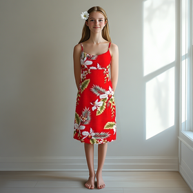 Orchid Fern Summer Floral Print Dress