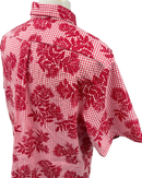 Mens Aloha Shirt Hand Printed Red 